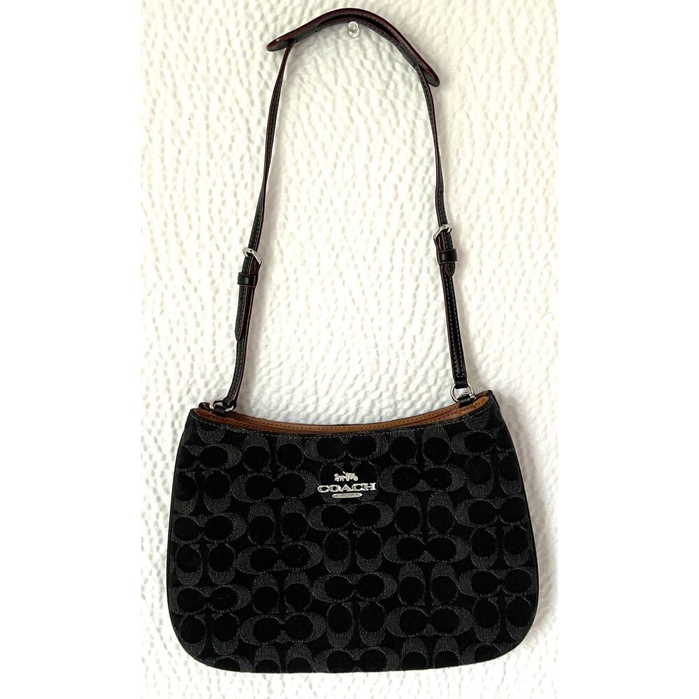 NWT Coach Penelope Shoulder Bag in Black Signature Denim - Picture 2 of 12